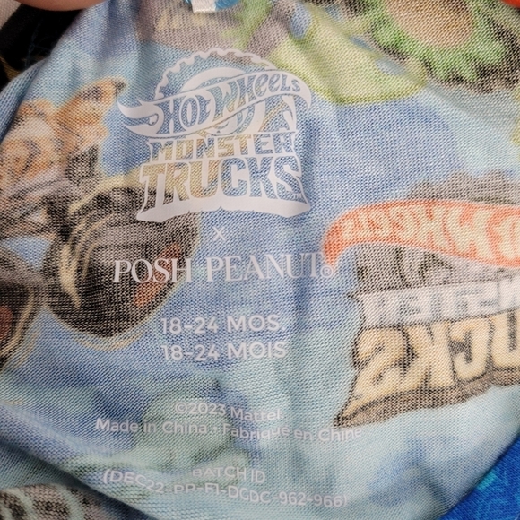 NWT Posh Peanut X Hot Wheels Monster Trucks 18-24 M BasicRacerback Romper Bamboo - Picture 6 of 8
